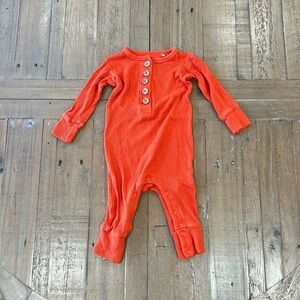 Posh peanut orange waffle bamboo romper
